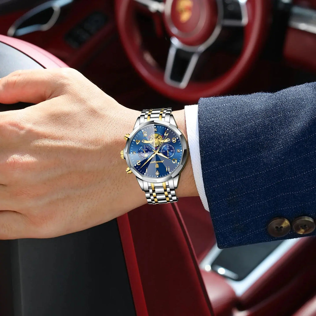 POEDAGAR Luxury Original Watch For Man Chronograph Waterproof Luminous Men Clock Quartz Stainless Steel Men's Watches Male Reloj