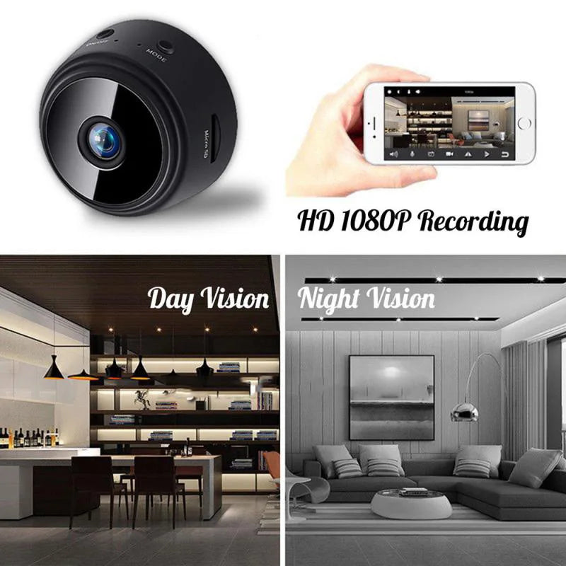 A9 Mini Surveillance Camera – 1080P HD WiFi Night Vision Camera for Home Security, Smart Life Compatible