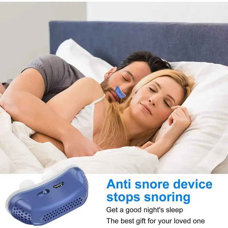 Anti Snoring Devices Upgraded Adjustable Wind Speed Electric Snoring Solution Snore Reducing Anti Snore Stopper Blue